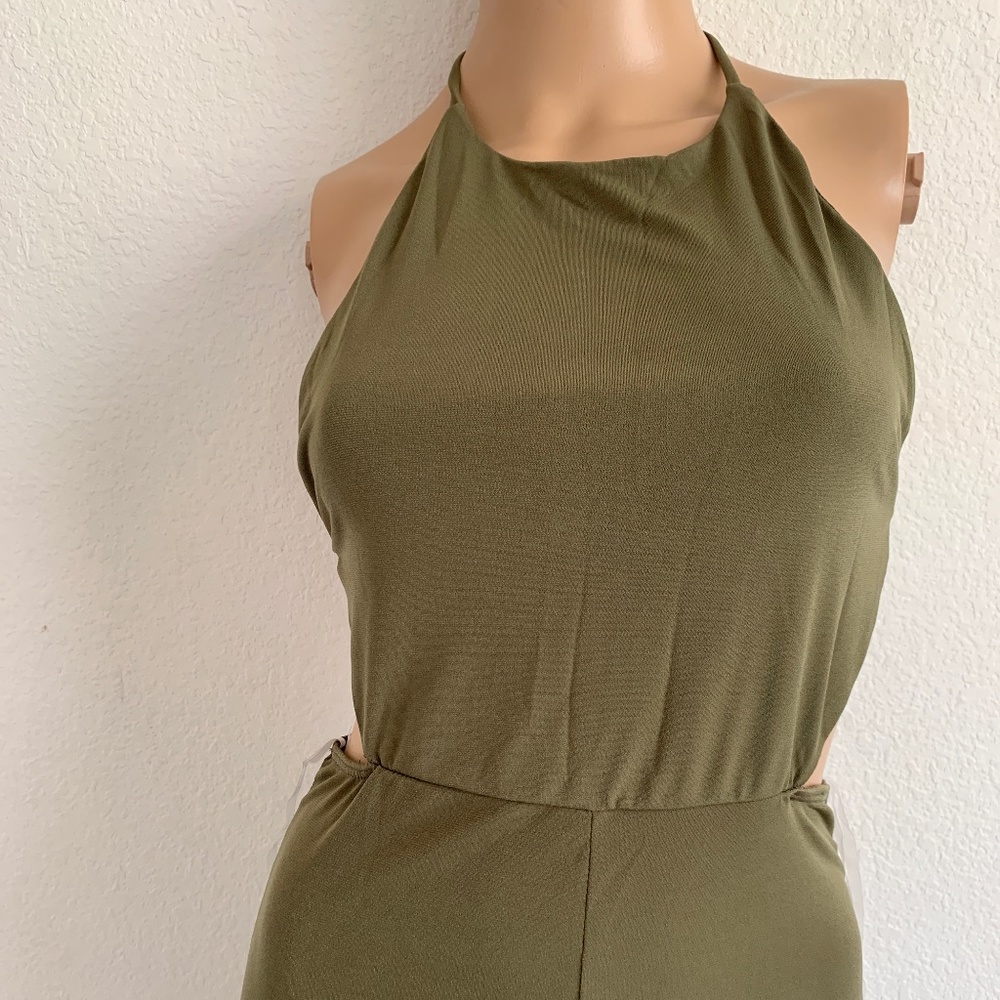 Brand new Nastgal blue blush collection jumpsuit olive green